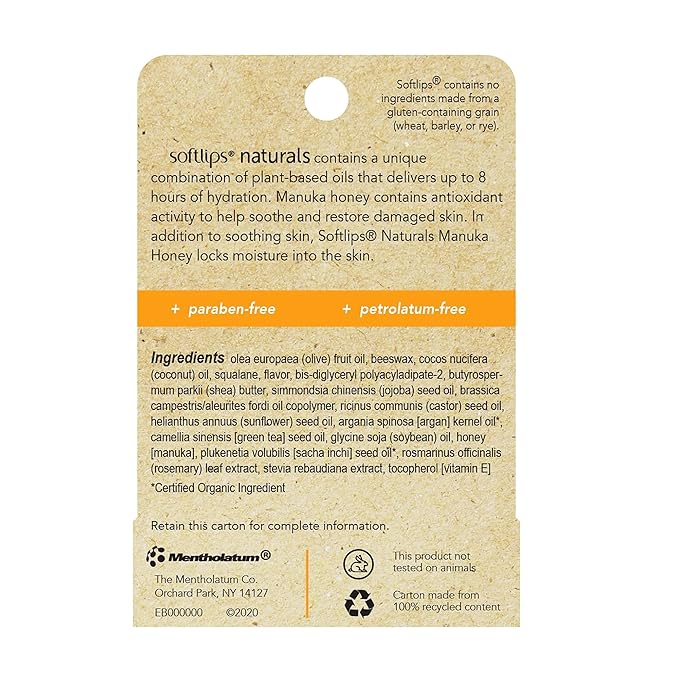 Softlips Natural with Manuka Honey Lip Balm (Pack of 3)