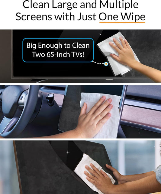 iCloth XL Screen Cleaning Wipes, Lint-Free and Streak-Free, Fast-Drying, Removes Dust, Fingerprints, and Smudges (60 XL Wipes)