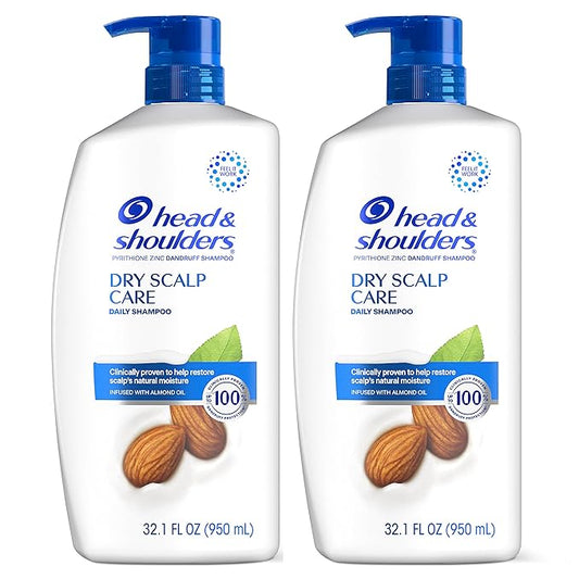 Head and Shoulders Shampoo, Daily-Use Anti-Dandruff Paraben Free Treatment, Dry Scalp Care with Almond Oil, 32.1 fl oz, Twin Pack (Pack of 4)