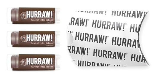 Hurraw! Hazelnut Tinted Lip Balm, 3 Pack: (Sheer Brown Tint) Organic, Certified Vegan, Cruelty and Gluten Free. Non-GMO, 100% Natural Ingredients. Bee, Shea, Soy and Palm Free. Made in USA