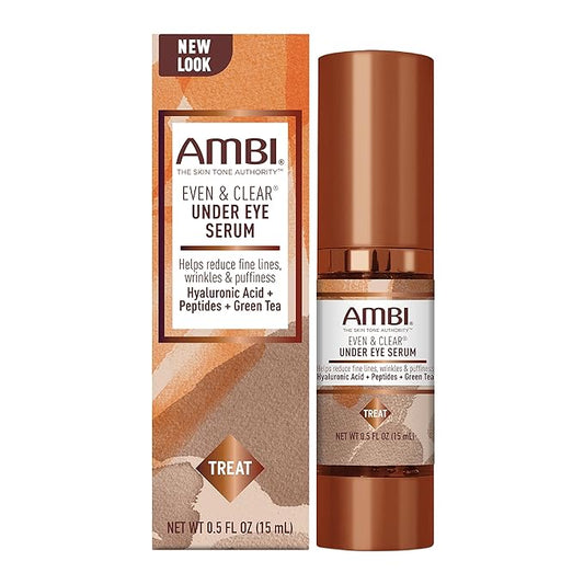 Ambi Even & Clear Under Eye Serum Anti Aging Formula with Peptides and Hyaluronic Acid to Reduce Fine Lines and Wrinkles, with Cocoa Butter Cleansing Bar