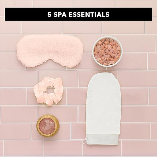 Pinch Provisions Himalayan Pink Salt Spa Kit, Spa Accessories & Essentials for Self-Care & Beauty, Includes Himalyan Salt Massager & Exfoliating Glove, Spa Set Gift, Multi-Functional Cosmetic Bag