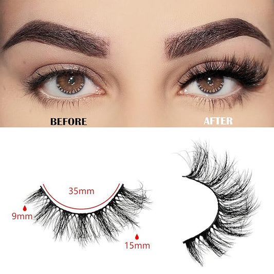 FARRED Cat Eye Lashes Short Natural Eyelashes 15mm Fluffy Wispy Strip Eyelash 14 Pairs Cute Natural Fake Lashes Packs Small Full Pestañas Set (F10 | 9-15mm)