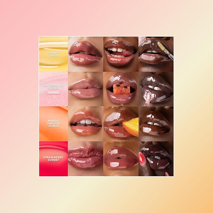 Gisou Honey Infused Hydrating Lip Oil, Nourishing Lip Moisturizer for Dry Lips, High Shine, Smooth Finish, Sheer Hot Coral Shade, Tropical Mango Passion Fruit Scent, Mango Passion Punch, 8ml