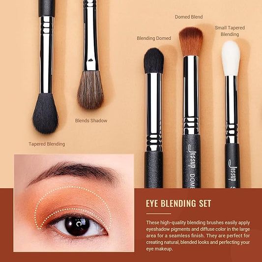 Jessup Eye Makeup Brushes Set Professional Blending Brush for Makeup Eyeshadow 13pcs Premium Synthetic Blender Brush Makeup Black T338