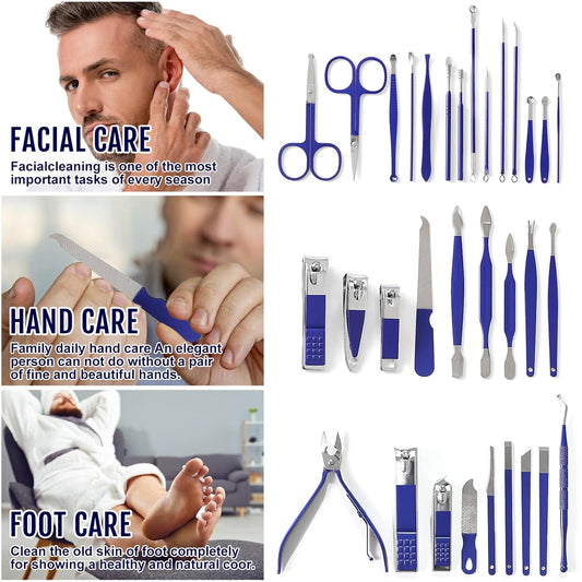 Manicure Set Pedicure Kit Womens Nail Clippers Set 32 in 1 Professional Grooming Care Tools Nail Kit Including Facial, Fingernails and Toenails Care with Travel Case Women