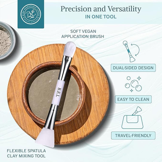 Bare Essentials Living - Clay Face Mask Brush (1 Pack, White) Dual Soft Silicone Face Mask Applicator Brush Tool, Great Facial Essentials, Moisturizer Applicator & Skincare Brush for Facials