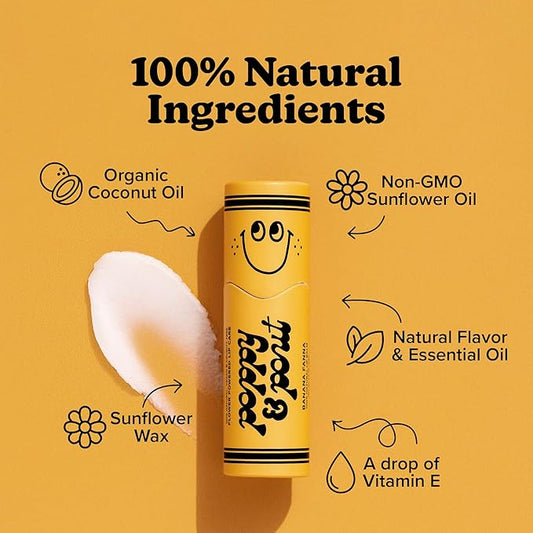 Poppy & Pout Kids Jumbo Lip Balm | All Natural Lip Balms & Moisturizers | Hydrates with Beeswax, Vitamin E, Organic Coconut Oil | Cruelty-Free | Lip Balm in Recyclable Cardboard Tube (Banana Fanna)