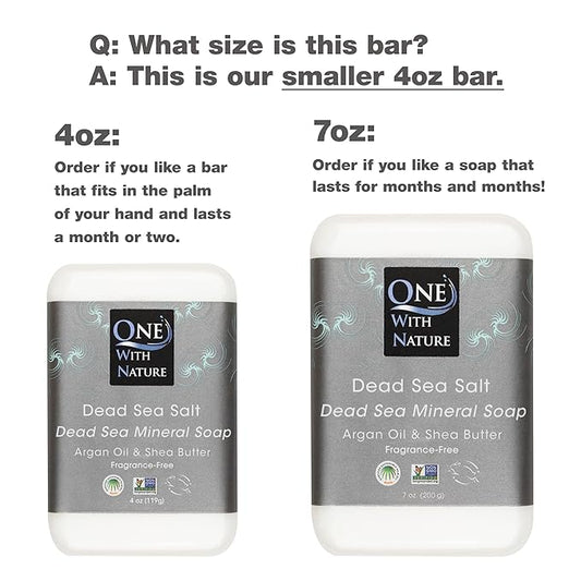 One With Nature Dead Sea Salt Soap 4oz 3-Pack – Purifying Soap Bar with Dead Sea Minerals for Face & Body, for Men & Women