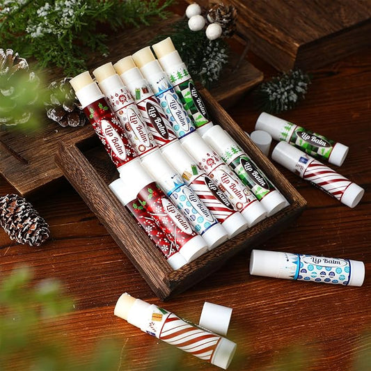 Christmas Lip Balm Bulk Cute Xmas Lip Balm Gifts Set Moisturizing Lip Care Christmas Stocking Stuffers Holiday Treat Goodie Gifts Xmas Party Favors Supplies for Kids Women Men(200 Pcs)