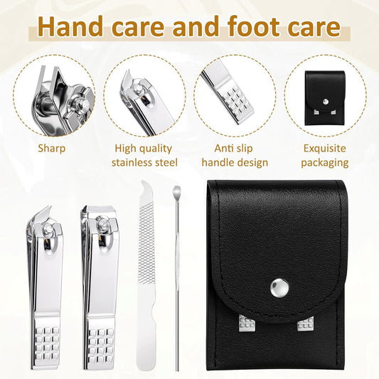 24 Set Travel Nail Clippers Kit Manicure Kit Stainless Steel Pedicure Set with Black Travel Case Portable Grooming Kits Gifts for Men Women Stainless Steel for Gifts Nail Care