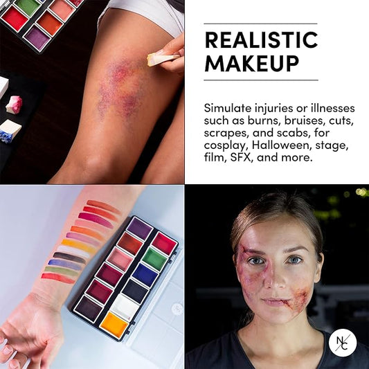 FX Alcohol-Activated Palette, Activator, and Remover Kit, Professional SFX Makeup Set Multicolor