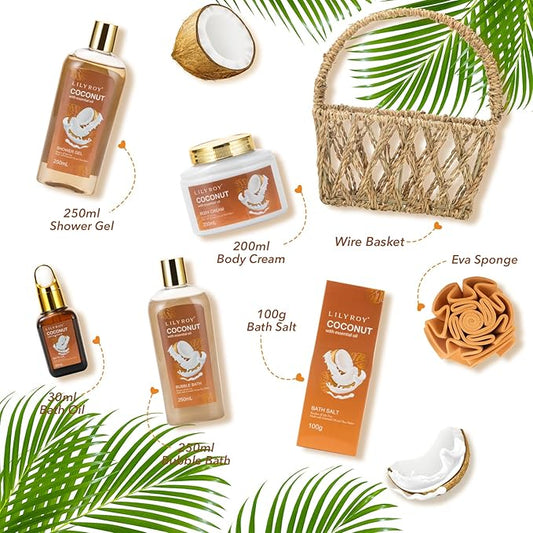 Mothers Day Gifts for Mom - 7Pcs Luxury Bath & Body Gift Basket Set for Women & Men, Perfect Gift with Bath Bomb | Christmas, Father's Day, Birthday Gifts for Her & Him, All Occasion Holiday Present