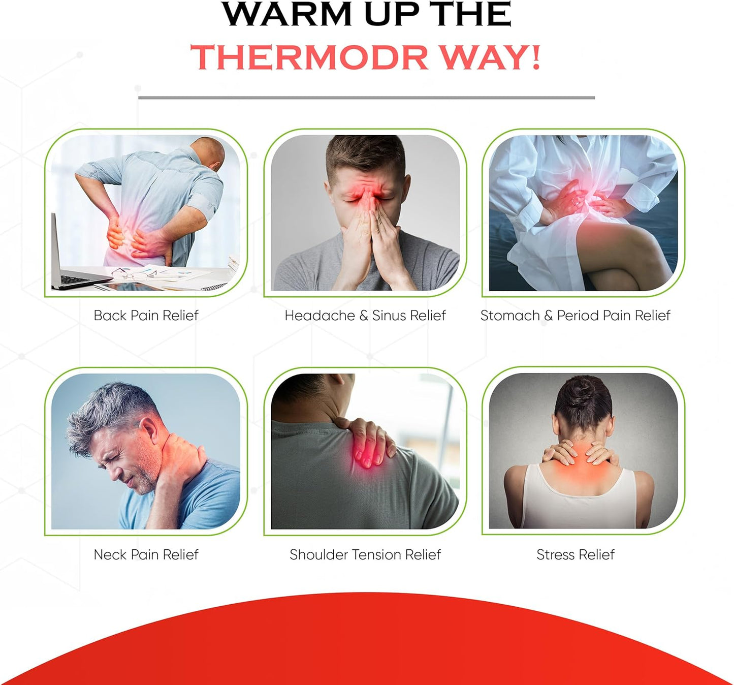 Microwavable Heating Pad for Neck, Back, & Shoulders - Heating Bean Bag Microwavable Pillow w/Elasticated Strap - Wheat & Unscented Heating Pad Wrap - ThermoDR, Red