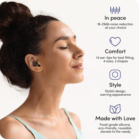 Audree Style Ear Plugs for Noise Reduction, Reusable High Fidelity Earplugs for Concerts, Musicians, Motorcycles, Study, Parent, Party, Flights & Noise Sensitivity, 18-29dB Noise Cancelling (Grey)
