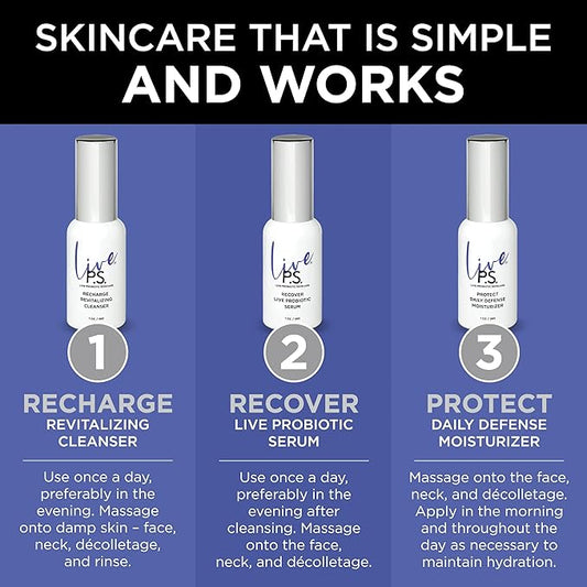 3-Step Skin Care Kit – Face Cleanser, Probiotic Serum & Moisturizer – Ultimate Recipe for Balanced, Glowing, Hydrated Skin – Perfect for All Skin Types – Travel Size – Vegan & Cruelty-Free