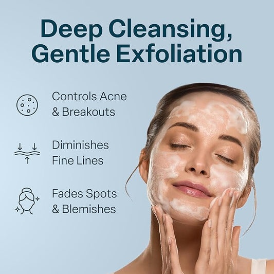 QRxLabs Glycolic Acid Face Wash – Gentle Exfoliating Gel Cleanser for Smoother Looking Skin – Helps Improve Texture & Hydration – Ideal for Blemish-Prone Skin and Ingrown Hairs – 6 oz