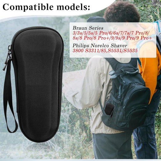 Braun Shaver Travel Case - Hard EVA Protective Holder for Series 3/5/6/7/8/9 Pro+ & All Models (Fits 3s, 5s, 7s, 8s, 9s)-Water-Resistant Men's Electric Razor Storage Pouch for Gym & Vacation
