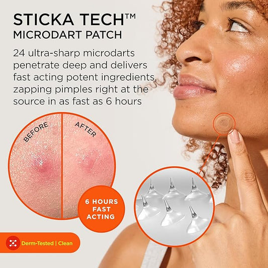 ZitSticka Killa Pimple Patches for Face - World's Most Potent Pimple Patch with Fast-Acting Microdarts - Starts Working within 6 Hours for Deep, Early-Stage Zits - Regular 8 Count with Cleana Swab