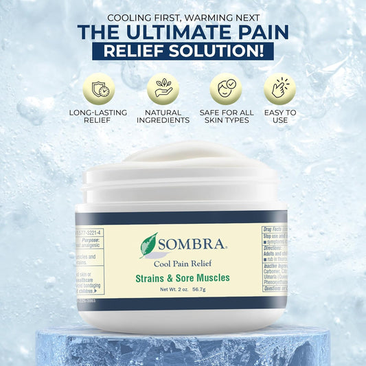 Sombra Original Cool Therapy Gel Cold Pain Relief for Swelling, Growing Pains, Soreness, Post-Workout, Vegan Formula Free of Artificial Fragrances, Dyes, NSAID, Wax, Petroleum, Alcohol - 4oz Jar