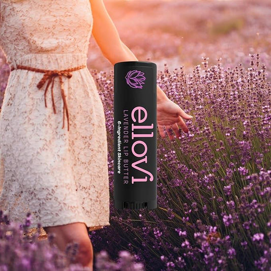 Natural Lip Butter Lip Balm - Lavender - Pure Enough to Eat - Made With Just 6 Vegan Ingredients - 100% Natural & Organic Moisturizing Lip Care for All Day Hydration (Single)