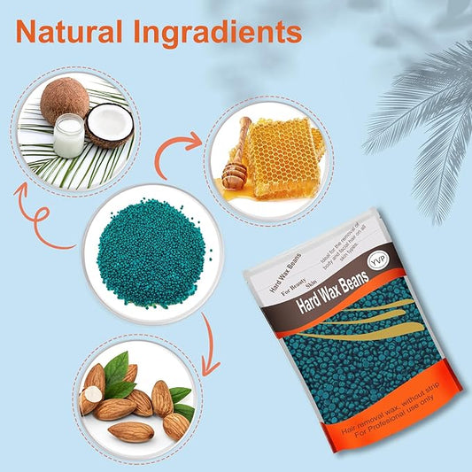Hard Wax Beads for Brazilian Waxing, Sensitive Skin, Face, Eyebrow, Back, Chest, Legs At Home - Pearl Wax, 300g/bag (Dark Green)
