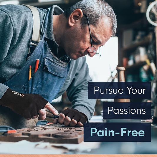 Copper Compression Arthritis Gloves | Fingerless Arthritis Carpal Tunnel Pain Relief Gloves For Men & Women | Hand Support Wrist Brace For Rheumatoid, Tendonitis, Swelling, Crocheting 2 Pairs Black M