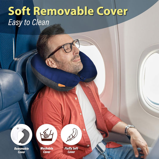 TREKOLOGY Travel Neck Pillow for Plane - Premium Airplane Neck Pillow for Sleeping - Ultimate Neck Support for Long Flights - Best Rated Travel Pillow, Comfortable Neck Rest for Airplane & Travel