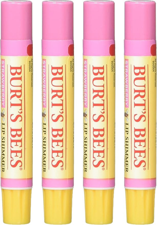 Burt's Bees Lip Shimmer Strawberry, 0.09 Ounce (Pack of 4)