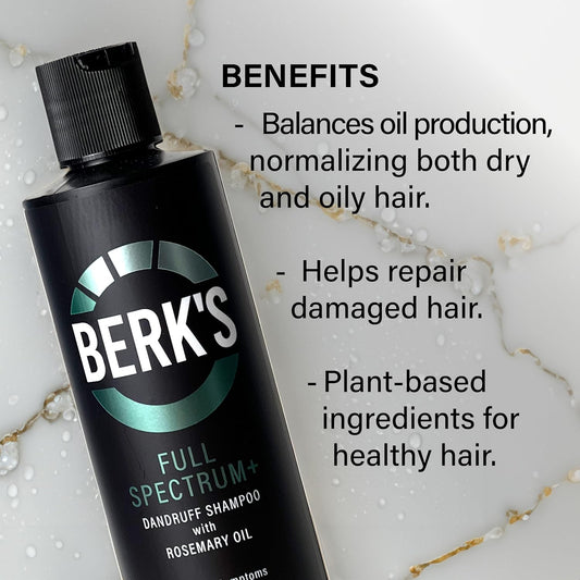 Berk's Full Spectrum Dandruff Shampoo with Coal Tar, Salicylic Acid, Sulfur, and Rosemary Oil, 8 Fl Oz (4-pack)