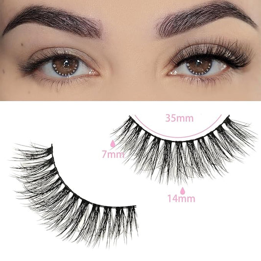 FARRED Natural Eyelashes Wispy Lashes Short False Eyelash Small Cat Eye Fake Lashes Full Pestañas Sets for MUA and Beginners Daily Makeup (F2 | 7-14mm)