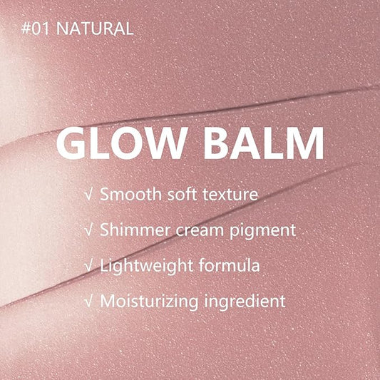 KYDA Miracle Glow Balm, Glow Tinted Blush Balm, Multiuse Face Balm for Cheek Lips Eyes, Hydrating Cream Blush, Blendable Lightweight, Shimmer Blusher, Natural, 1.76 oz