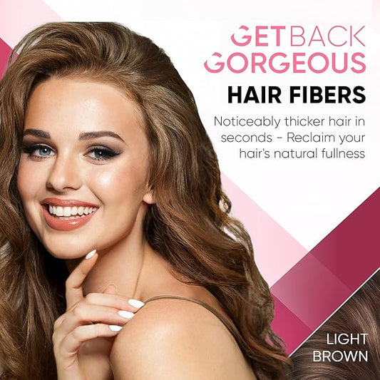 GBG Hair Fibers for Thinning Hair & Bald Spots (Light Brown) - 25g Bottle - Conceals Hair Loss - Instant Cover Up & Volume in 30 Seconds, Hair Powder for Women & Men - Cruelty Free