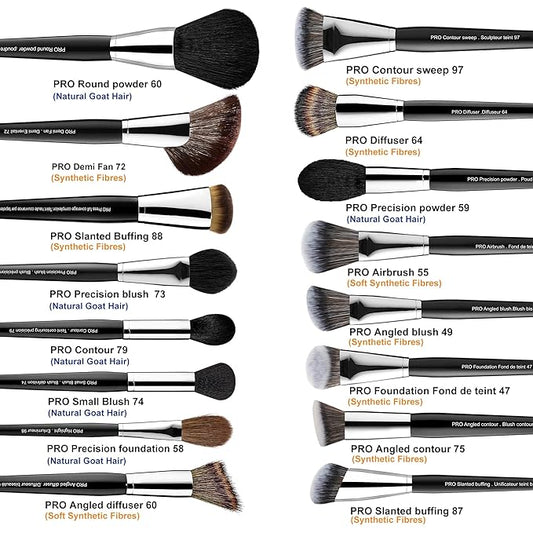 Bueart Design 36Pcs PRO Grade Natural Goat Hair Pony Bristles Makeup Brushes Set with Super Holder Professional-Grade Precision & Luxury Brush for beauty enthusiasts&professionals Makeup Artist