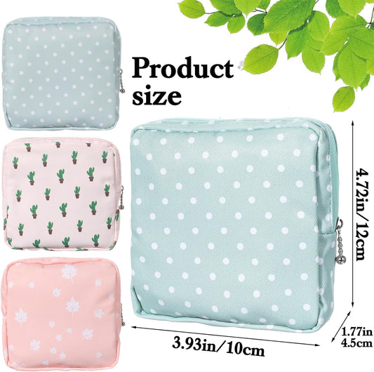 3Pcs Period Pouches for Teen Girls, Sanitary Napkin Storage Pad Pouch, Portable Menstrual Tampon Pad Holder Feminine First Period Bag for School