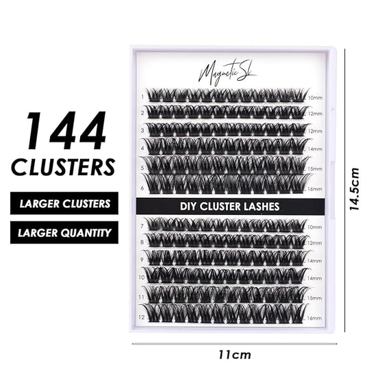 Lash Clusters 144 Pcs Individual Lashes Clusters Eyelash Extensions False Eyelashes DIY Lash Extension Reusable False Eyelashes Natural Look Mix 10-16mm C D Curl-DM27