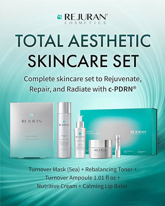 REJURAN® Total Aesthetic Skincare Set, c-PDRN® - Salmon DNA Rejuvenating Daily Skincare Kit for Anti-Aging, Firming & Deep Hydration. Gift Set for Radiant, Youthful Glass Skin. Korean Skincare.
