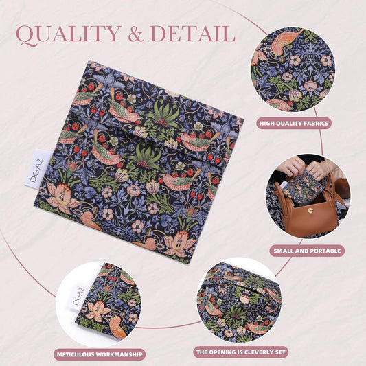 DGAZ Sanitary Napkin Storage Bag, Period Bag for Teen Aged Girls, Portable Period Bag for Panty Liners/Menstrual Cup/Small Tampons,Mini Makeup Bag for Purse(Retro bird)