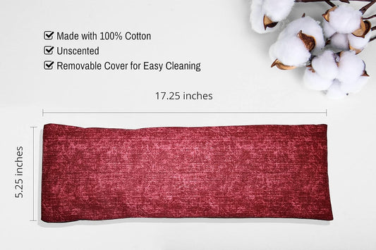 Microwavable Corn Filled Heating Pad and Cold Pack/Washable 100% Cotton Cover (Cross Hatch - Wine, 5.25in W x 17.25in L)
