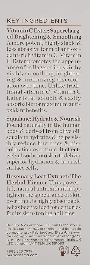 Perricone MD Vitamin C Ester Brightening Serum 1 Fl Oz (Pack of 1)
