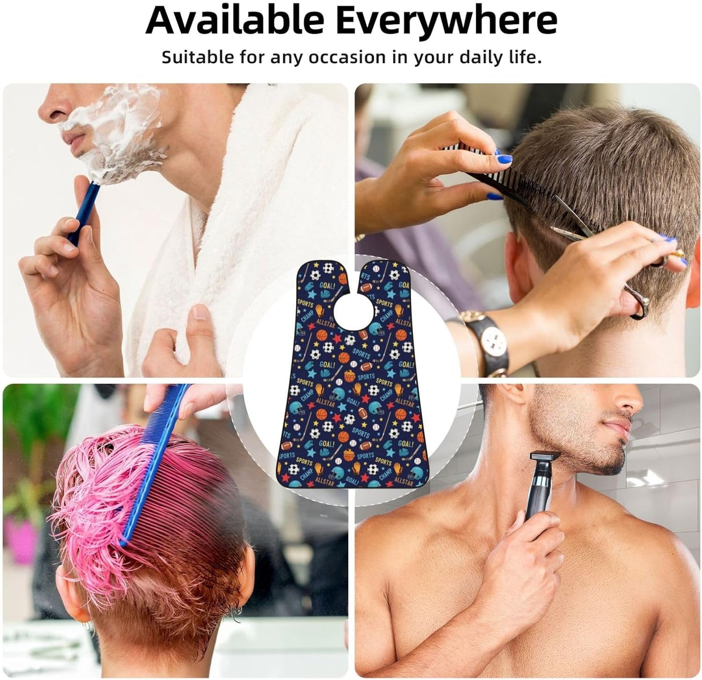 No-Slip Shaving Bib, Beard Grooming Apron with Strong Suction Cups, Ice Hockey Ball Soccer Basketball Baseball Football Sport