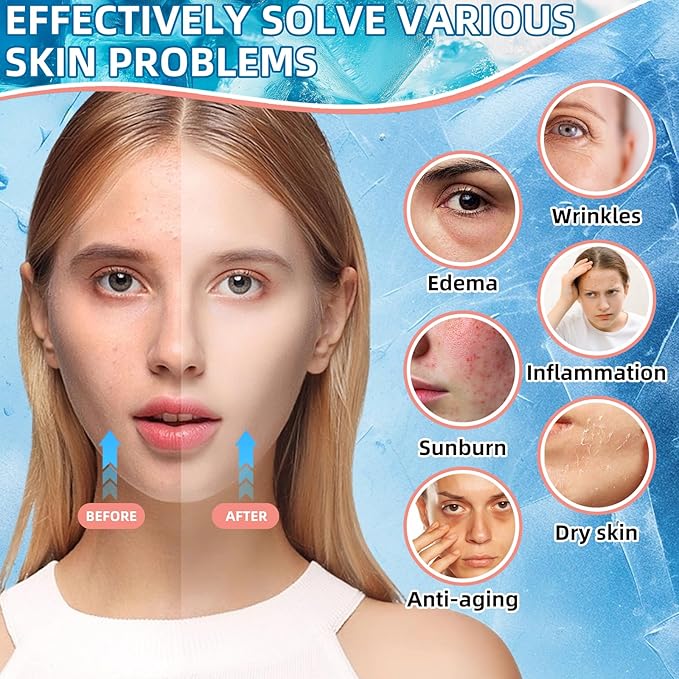 Silicone Facial Ice Cube Roller Massager, Facial Beauty Care Tool, Reusable Face Ice Mold - Brighten Skin, Reduce Puffiness for Face & Eyes (Blue)