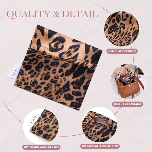 DGAZ Sanitary Napkin Storage Bag, Period Bag for Teen Aged Girls, Portable Period Bag for Panty Liners/Menstrual Cup/Small Tampons,Mini Makeup Bag for Purse(Leopard B)