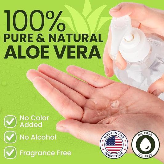 Organic Aloe Vera Gel - 100% Pure for Skin, Sunburn Relief & Face Moisturizer - Extracted from Aloe Vera Plant with Manuka Honey, Orchid & Apple Stem Cells - Everyday Use - 64 fl oz