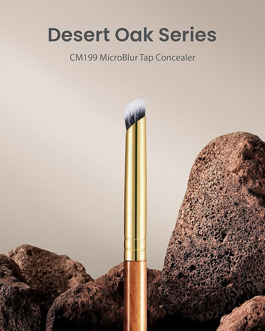 Desert Oak Series MicroBlur Tap Concealer - 6mm Finger-Tip Precision Brush for Tear Troughs & Acne Spots, Vegan Nylon, Bubinga Handle (CM 199)