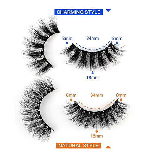 JIMIRE 20 Pairs False Eyelashes 2 Styles Mixed Fluffy Eyelashes Natural Volume Wispy Faux Mink Lashes Pack