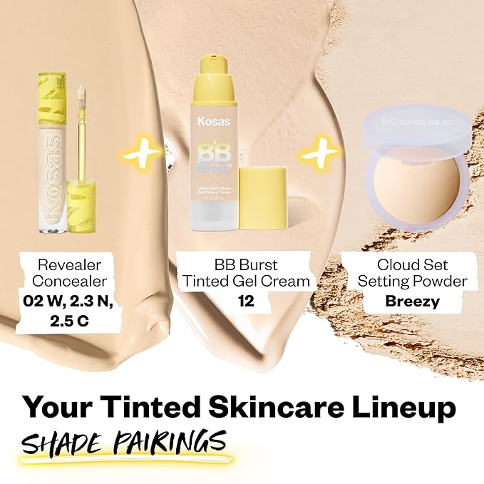 Kosas BB Burst Tinted Face Gel Cream - Supports Healthy Collagen, Smoothes Skin, Hydrates & Moisturizes - Lightweight Buildable Coverage - Light Neutral 12, (1 Oz/30 ML)