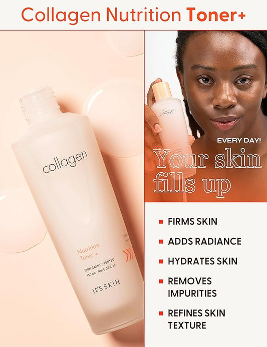 It'S SKIN Collagen Nutrition Toner, Anti-Wrinkle Face Toner with Marine Collagen, Firming & Revitalizing, Texture Refining pH Balancing & Nourishing Toner, 5.07 fl.oz.