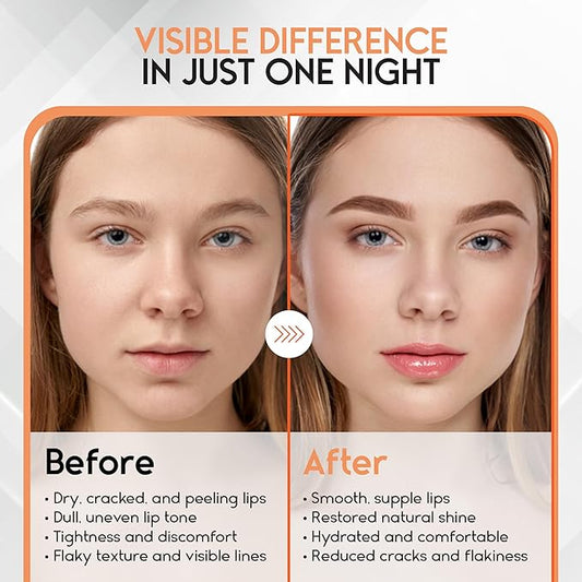 Lip Mask Overnight with Hyaluronic Acid & Collagen, Lip Sleeping Mask for Dry Cracked Lips, Moisturizing, Hydrating, Exfoliating Night Treatment for Lip Care (Peach)