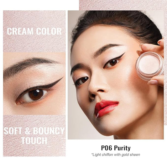 Oulac Shimmer Cream Eyeshadow also for Highlighter Blendable Eye Shadow Waterproof&Long Lasting with Moisturizing Formula Soft Shimmer Eye Make-up,Vegan & Cruelty-Free,6g P06
